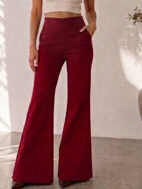 Red Chino Flared Bootcut Pants